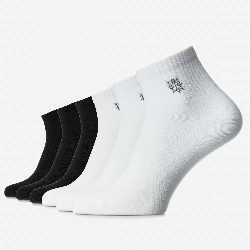 Șosete cu detaliu din bumbac pieptănat fără cusătură - set de 6 perechi pentru femei