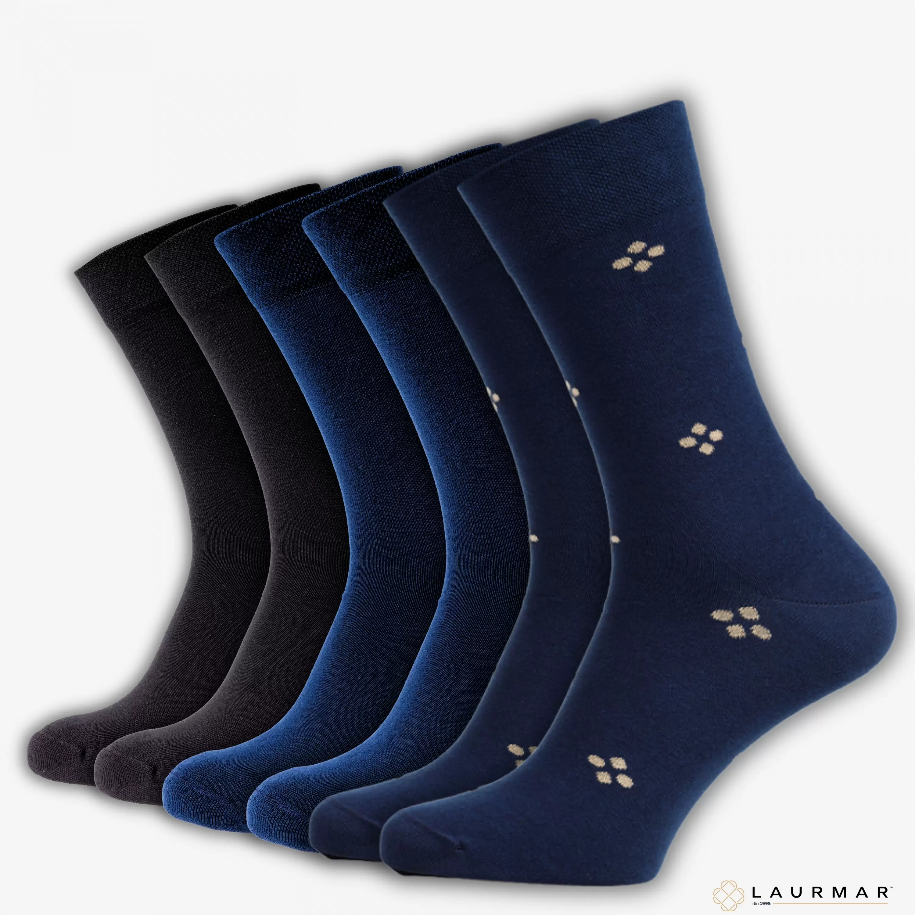 Șosete lungi din bumbac pieptănat fără cusătură - set de 6 perechi pentru bărbați