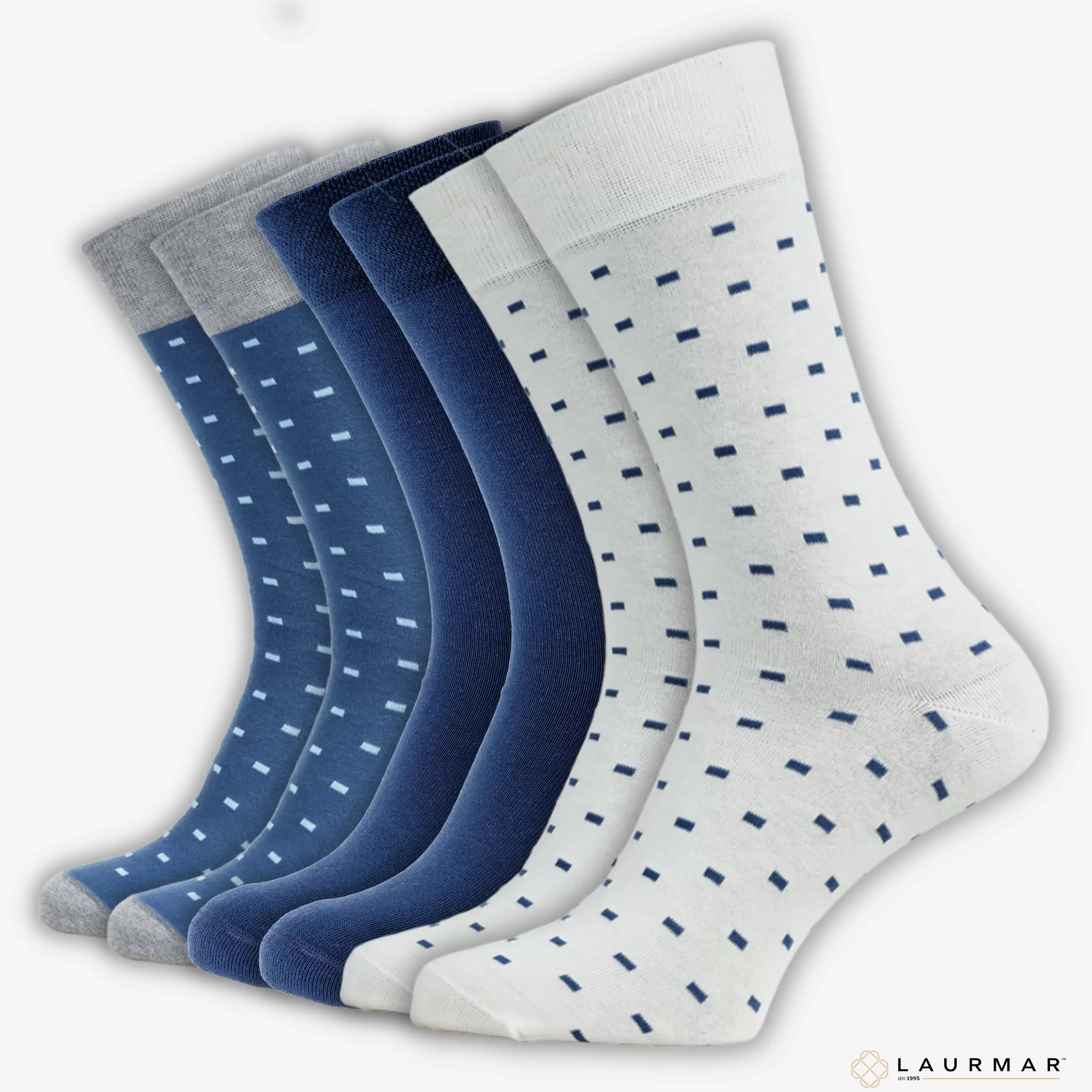 Șosete lungi din bumbac pieptănat fără cusătură - set de 6 perechi pentru bărbați