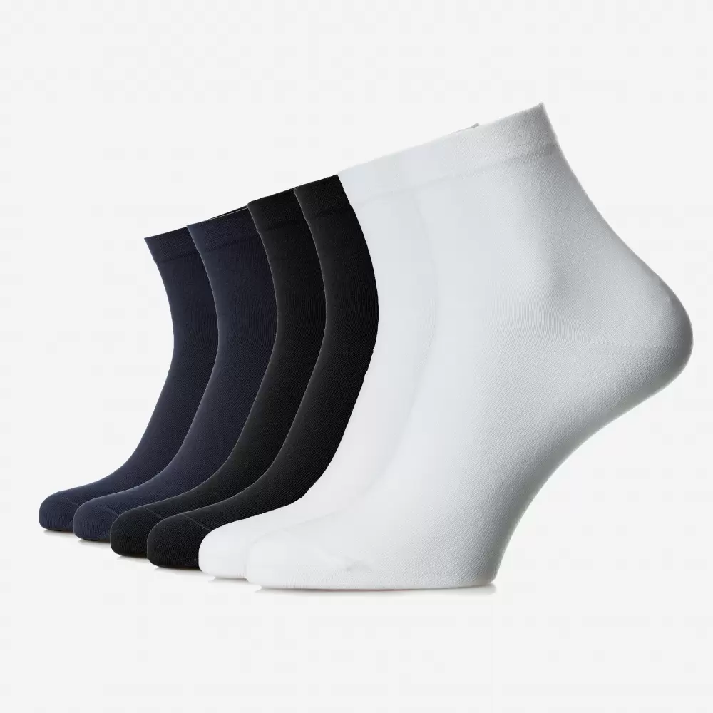 Șosete de lungime medie din bumbac pieptănat fără cusătură - set de 6 perechi pentru bărbați