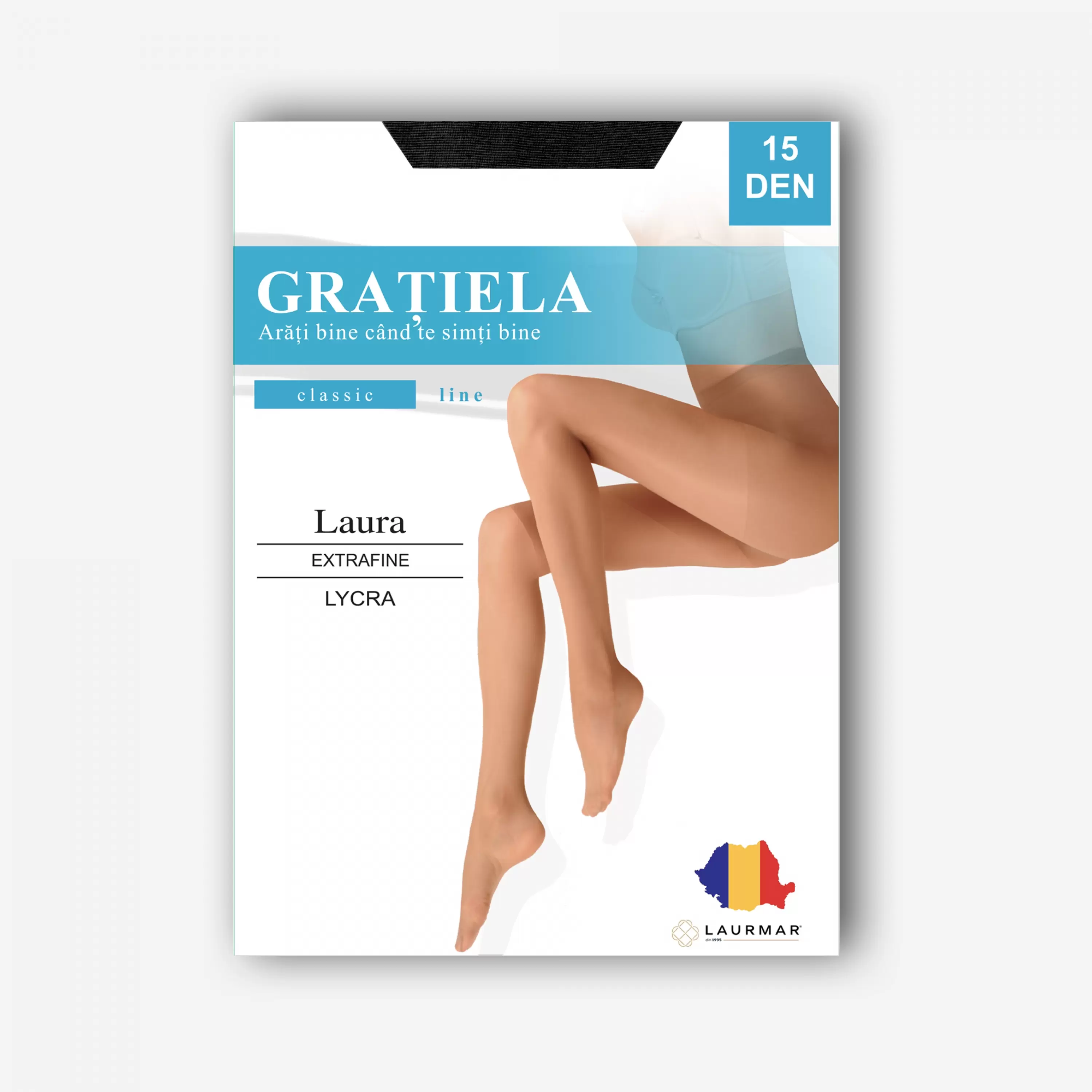 Dresuri clasice cu vârfuri și chilot întărite - LAURA - 15 DEN 